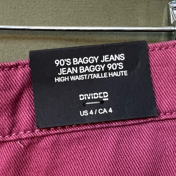 DIVIDED H&M 90’s Baggy Jeans - Dark Pink - Size 4 | WITH TAGS - Picture 4 of 5